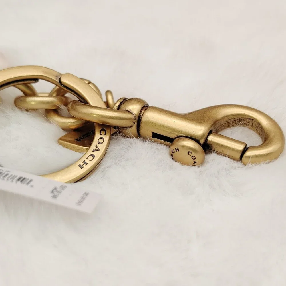 Coach Blue Heart Bag Charm Keychain with Pearl Flower and Pink Bow - Picture 5 of 7